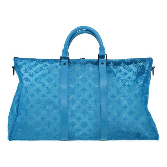 LOUIS VUITTON Mesh Keepall Triangle 50 Boston Bag Turquoise Blue M45048 - Picture 2 of 16